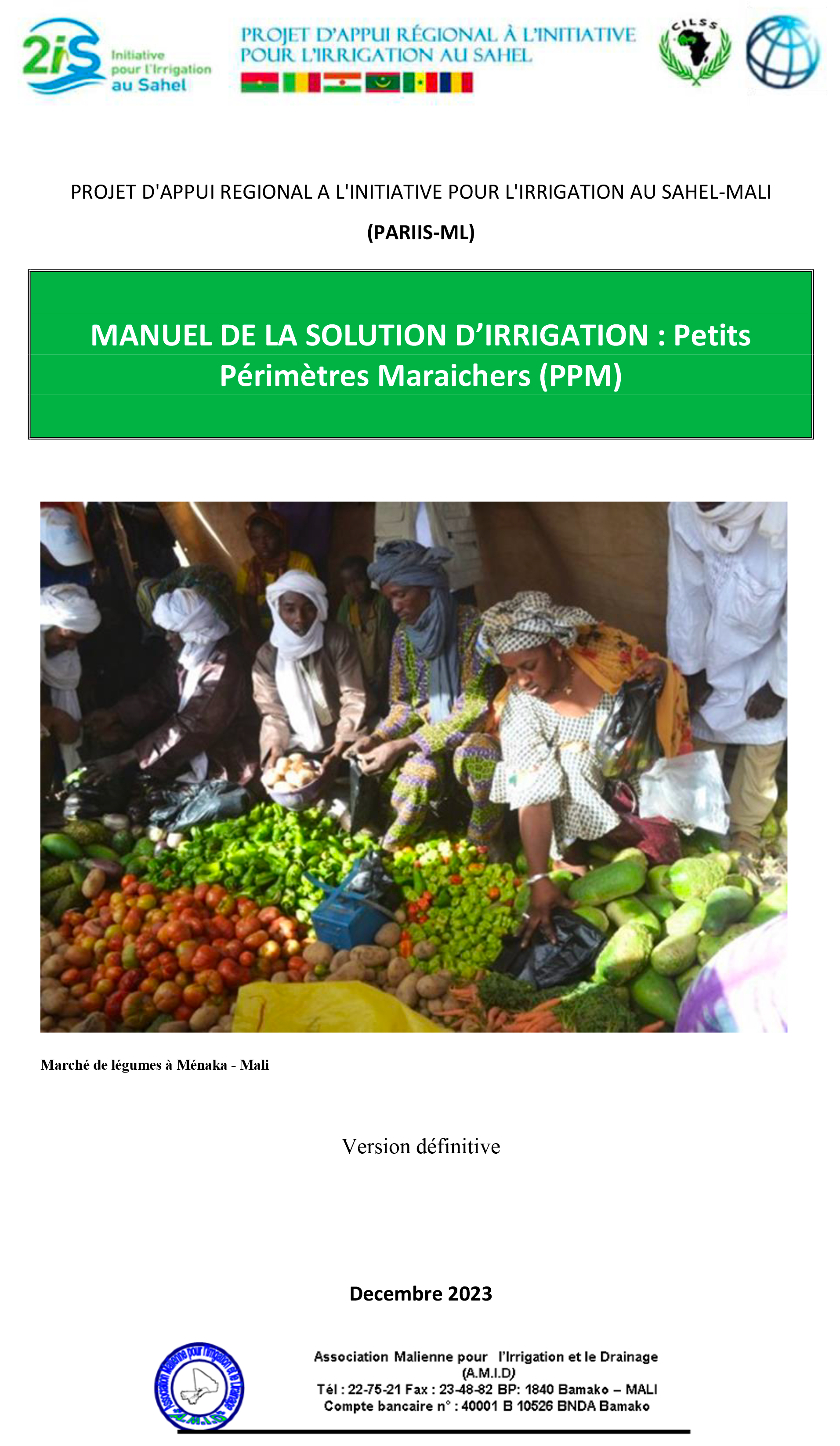 MANUEL DE LA SOLUTION D’IRRIGATION : Petits Périmètres Maraichers (PPM)